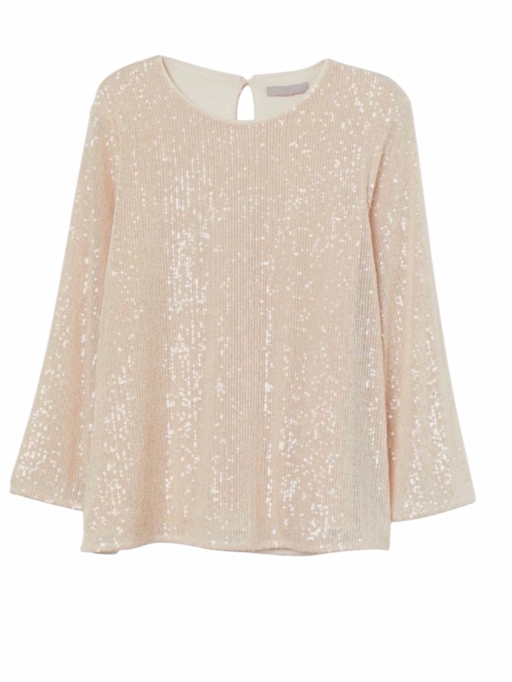 H&M Sequined Mesh Top Color Light Beige Size Small
